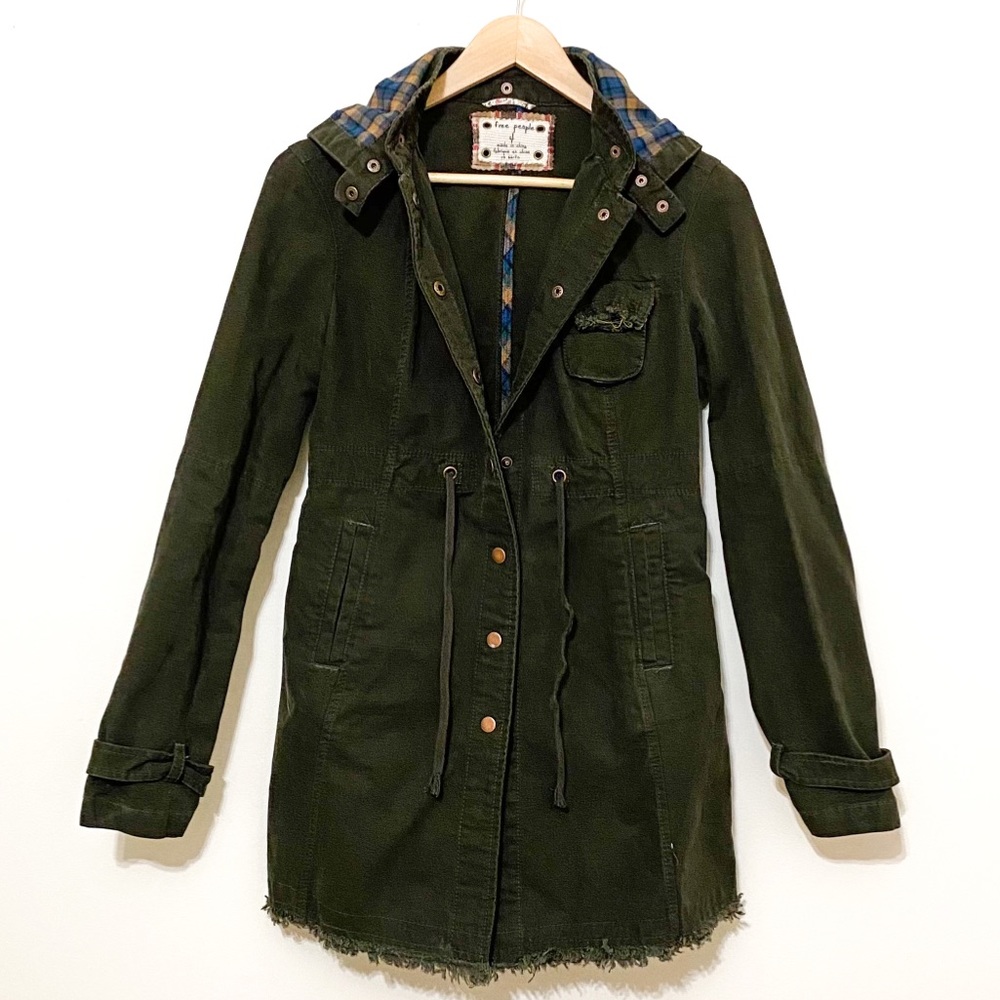 Olive Green Hooded Utility Jacket - Women